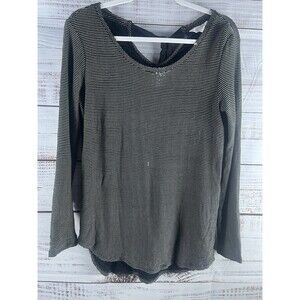 LC Lauren Conrad Blouse Women’s Small Black White Stripes Long Sleeve